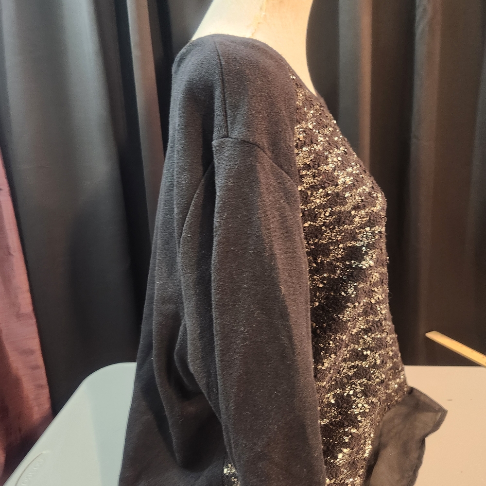 Style & Co. Black and Gold Sequin Blouse - Picture 9 of 13